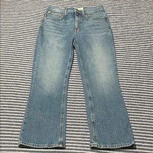 J. Crew Blue Flare Jeans billie demi boot crop 28 medium light reimagined